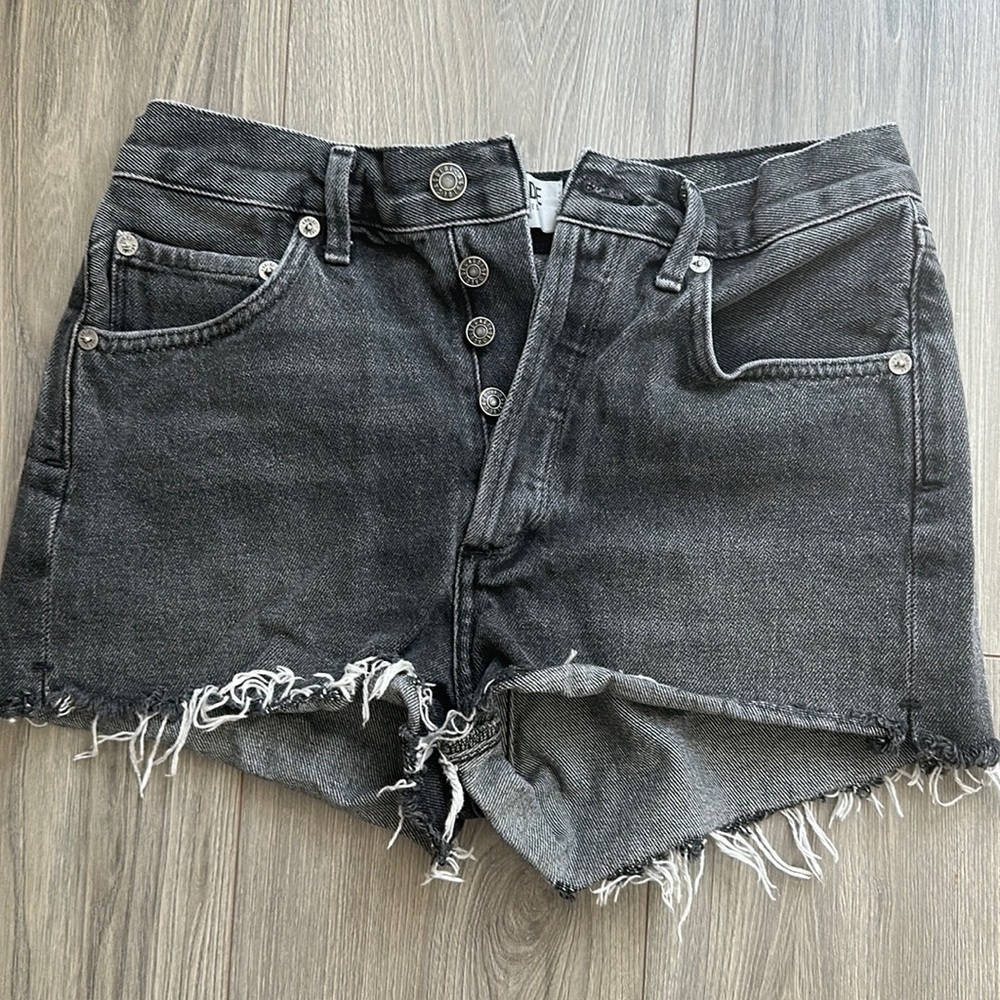 Agolde Vintage Black Washed Denim Shorts